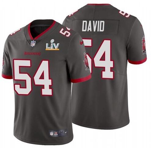 Super Bowl LV 2021 Men Nike Tampa Bay Buccaneers 54 Lavonte David Gray Vapor Untouchable Limited Jersey